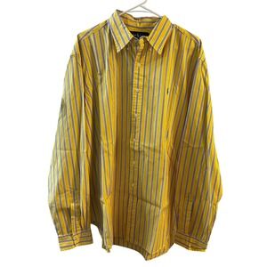 Ralph Lauren Mens XXL Classic Fit Yellow Blue Striped Button-Down Shirt L/S Pony